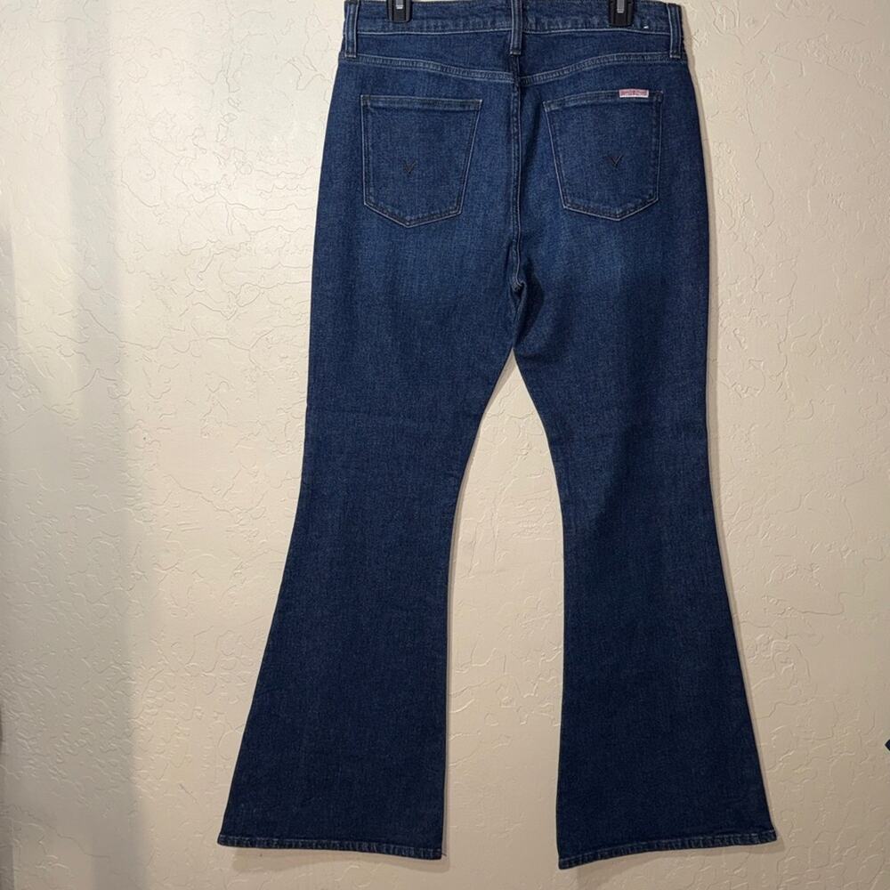 Hudson Heidi High Rise Flare Jeans in a dark blue wash